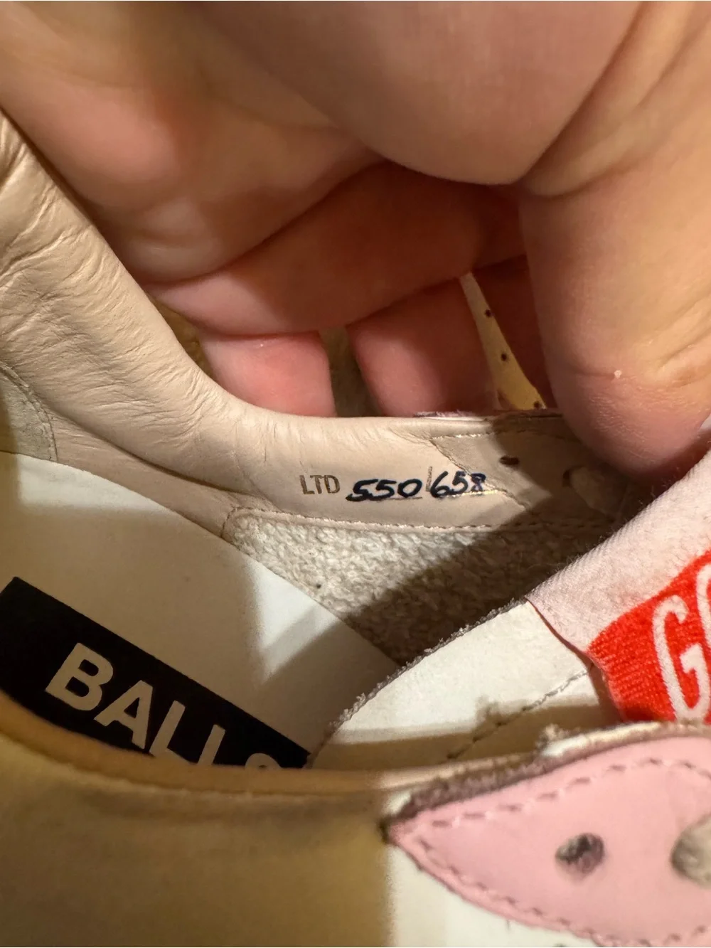 Golden Goose Women's Pink & White Star Accent Sneakers